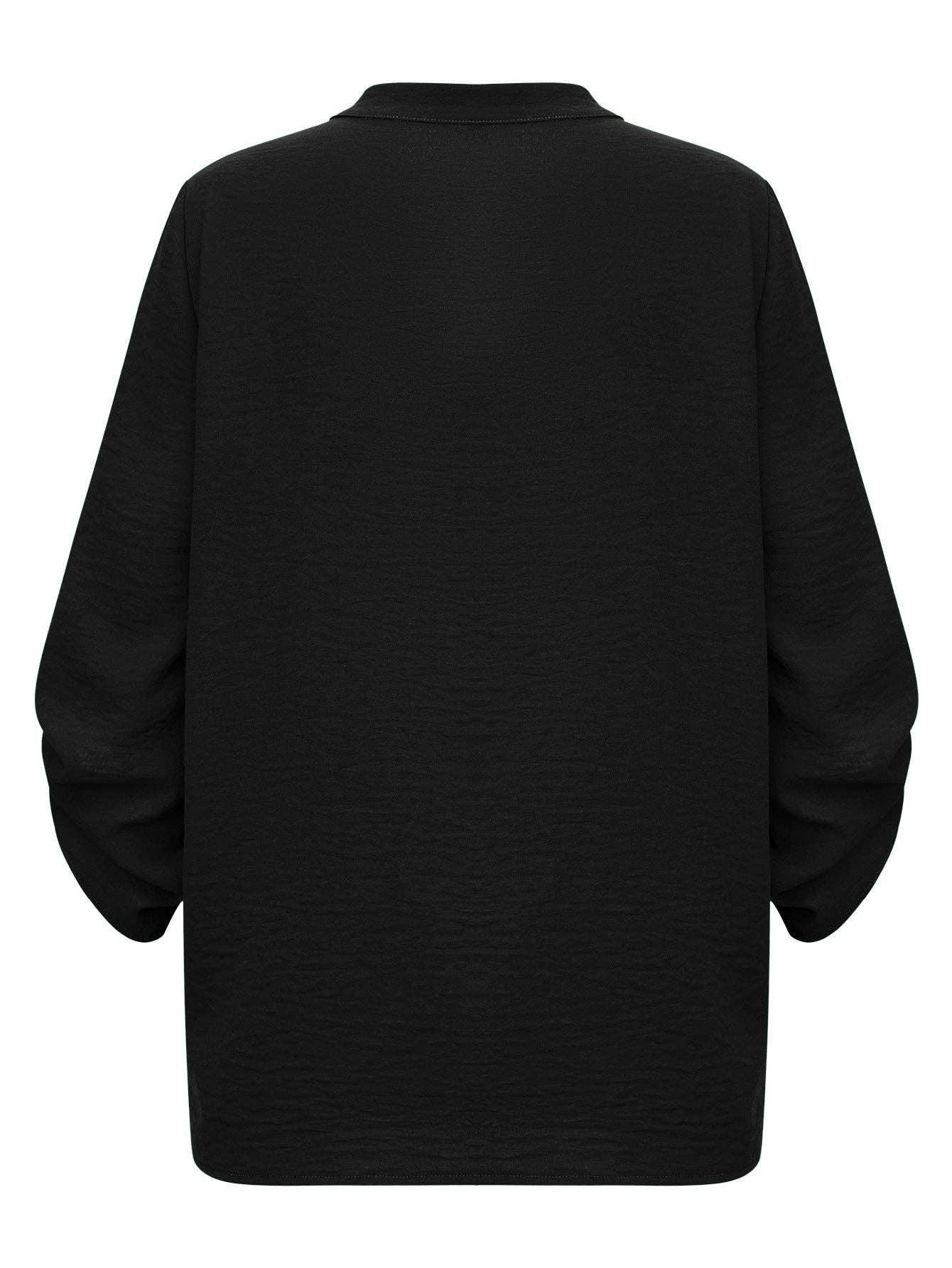 Ladies V-neck Hemming Daily Shirt 233SY53695-SN18 - SWEETKAMA