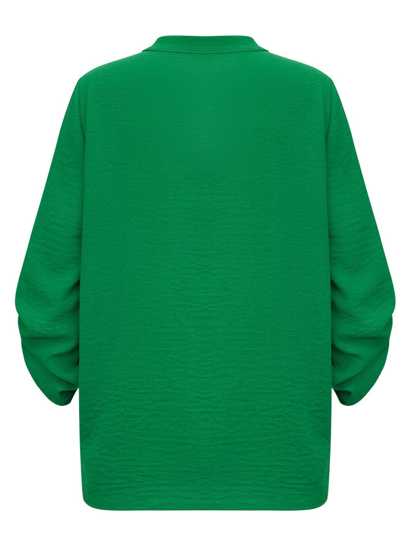 Ladies V-neck Hemming Daily Shirt 233SY53695-SN18 - SWEETKAMA