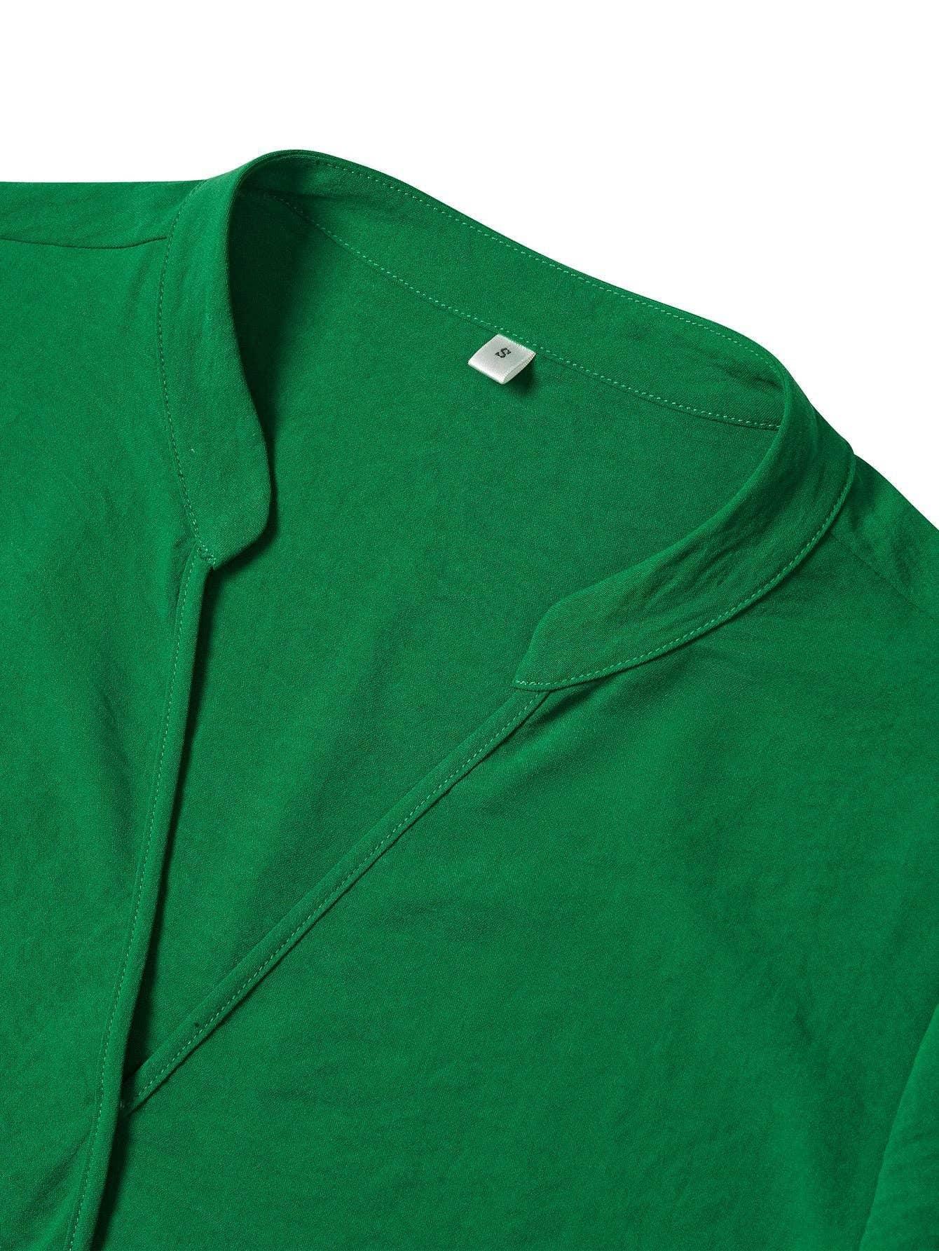 Ladies V-neck Hemming Daily Shirt 233SY53695-SN18 - SWEETKAMA