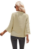 Ladies V-neck Hemming Daily Shirt 233SY53695-SN18 - SWEETKAMA