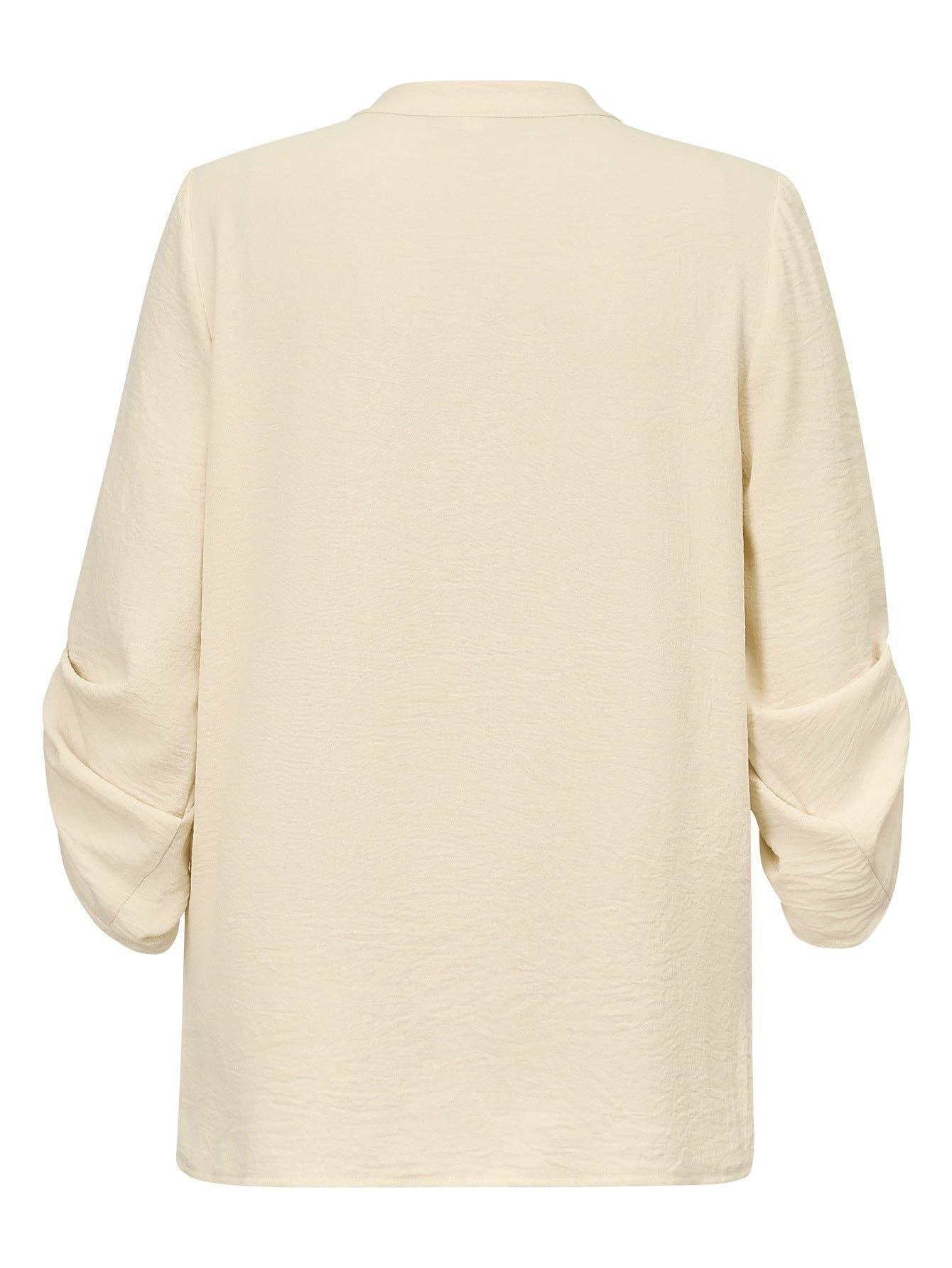 Ladies V-neck Hemming Daily Shirt 233SY53695-SN18 - SWEETKAMA