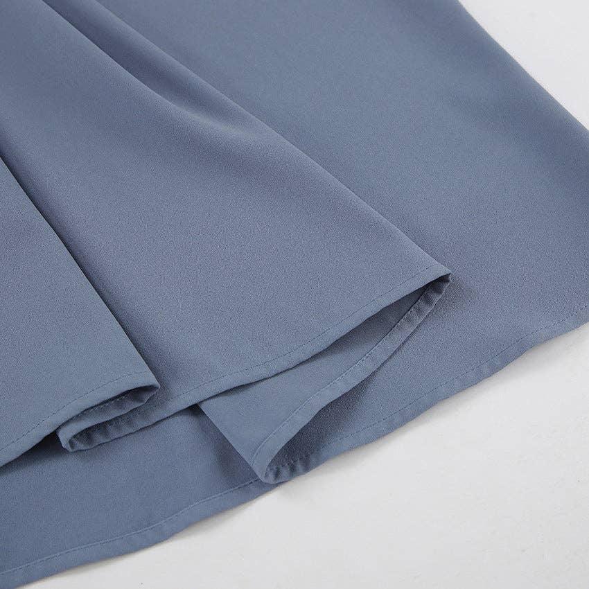 Ladies V-Neck Puff Sleeves Long Dress LYQ8489 - SWEETKAMA