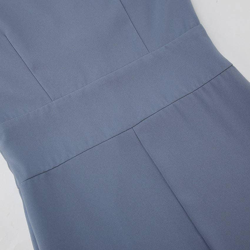 Ladies V-Neck Puff Sleeves Long Dress LYQ8489 - SWEETKAMA
