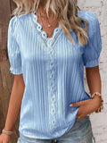 Ladies V-Neck Stripe and Twisty Shirt Top 2321# - SWEETKAMA