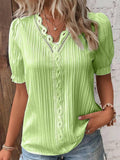 Ladies V-Neck Stripe and Twisty Shirt Top 2321# - SWEETKAMA