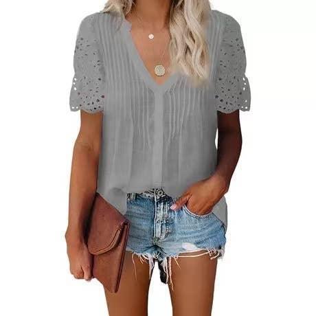 Ladies V-Neck Stripe and Twisty Top 2328# - SWEETKAMA