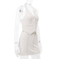 Ladies V-Neck Vest A-line Short Skirt Suit S48H4524 - SWEETKAMA