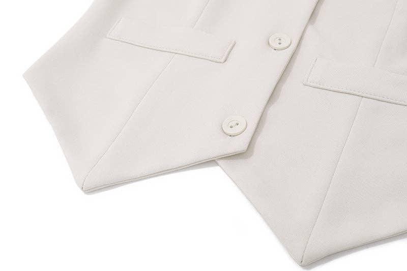 Ladies V-Neck Vest A-line Short Skirt Suit S48H4524 - SWEETKAMA
