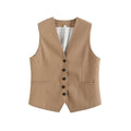 Ladies V-Neck Vest And Wide Leg Shorts Set K27788 - SWEETKAMA