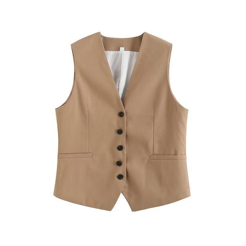 Ladies V-Neck Vest And Wide Leg Shorts Set K27788 - SWEETKAMA