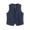 Ladies V-Neck Vest And Wide Leg Shorts Set K27788 - SWEETKAMA