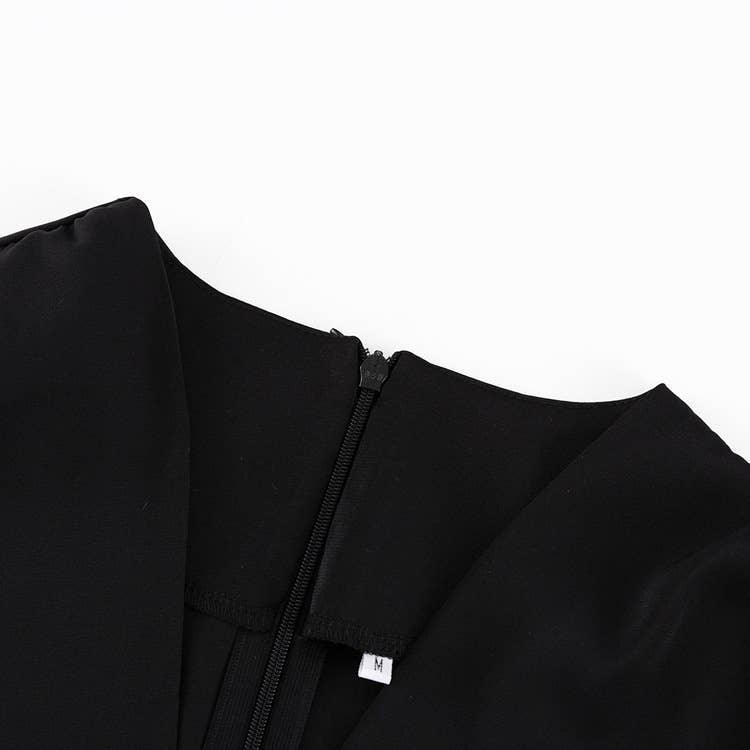 Ladies V-Neckl Long Sleeves Mini Dress LYQ10806H - SWEETKAMA