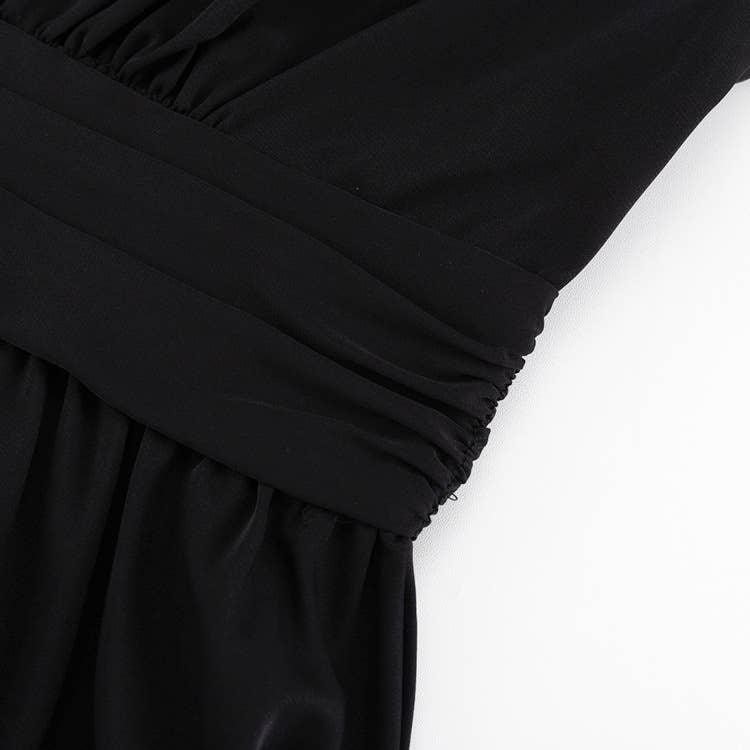 Ladies V-Neckl Long Sleeves Mini Dress LYQ10806H - SWEETKAMA
