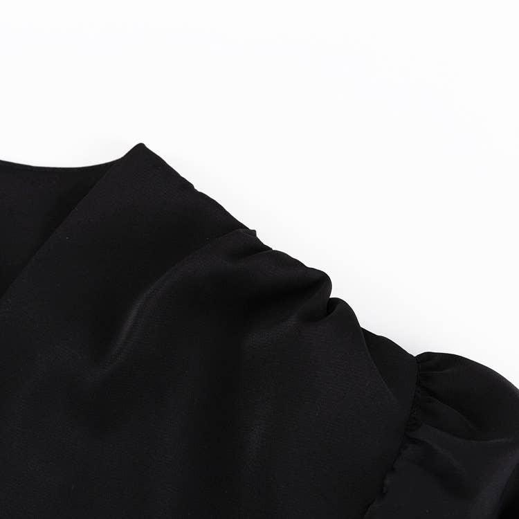 Ladies V-Neckl Long Sleeves Mini Dress LYQ10806H - SWEETKAMA