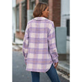 Ladies Velvet Plaid Lapel Button Down Pockets Shirt 6619 - SWEETKAMA