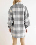 Ladies Velvet Plaid Lapel Button Down Pockets Shirt 6619 - SWEETKAMA