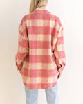 Ladies Velvet Plaid Lapel Button Down Pockets Shirt 6619 - SWEETKAMA