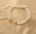 Ladies Vintage Three Layer Faux Beads Choker Necklace SKAJ027 - SWEETKAMA