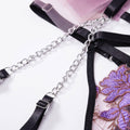 Ladies Violet Embroidery Lingerie Set with Garter Belt 2009 - SWEETKAMA