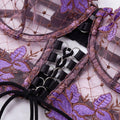 Ladies Violet Embroidery Lingerie Set with Garter Belt 2009 - SWEETKAMA