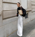 Ladies White High Waist Fishtail Slim Fit Skirt BSQ3979 - SWEETKAMA