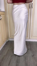 Ladies White High Waist Fishtail Slim Fit Skirt BSQ3979 - SWEETKAMA