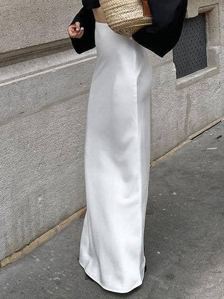 Ladies White High Waist Fishtail Slim Fit Skirt BSQ3979 - SWEETKAMA
