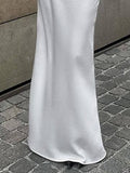 Ladies White High Waist Fishtail Slim Fit Skirt BSQ3979 - SWEETKAMA