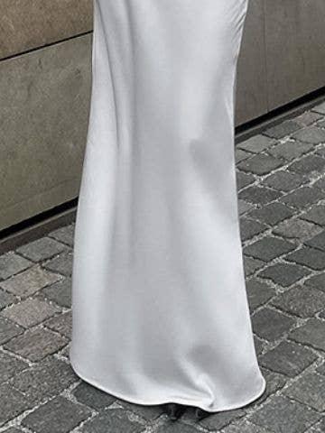 Ladies White High Waist Fishtail Slim Fit Skirt BSQ3979 - SWEETKAMA