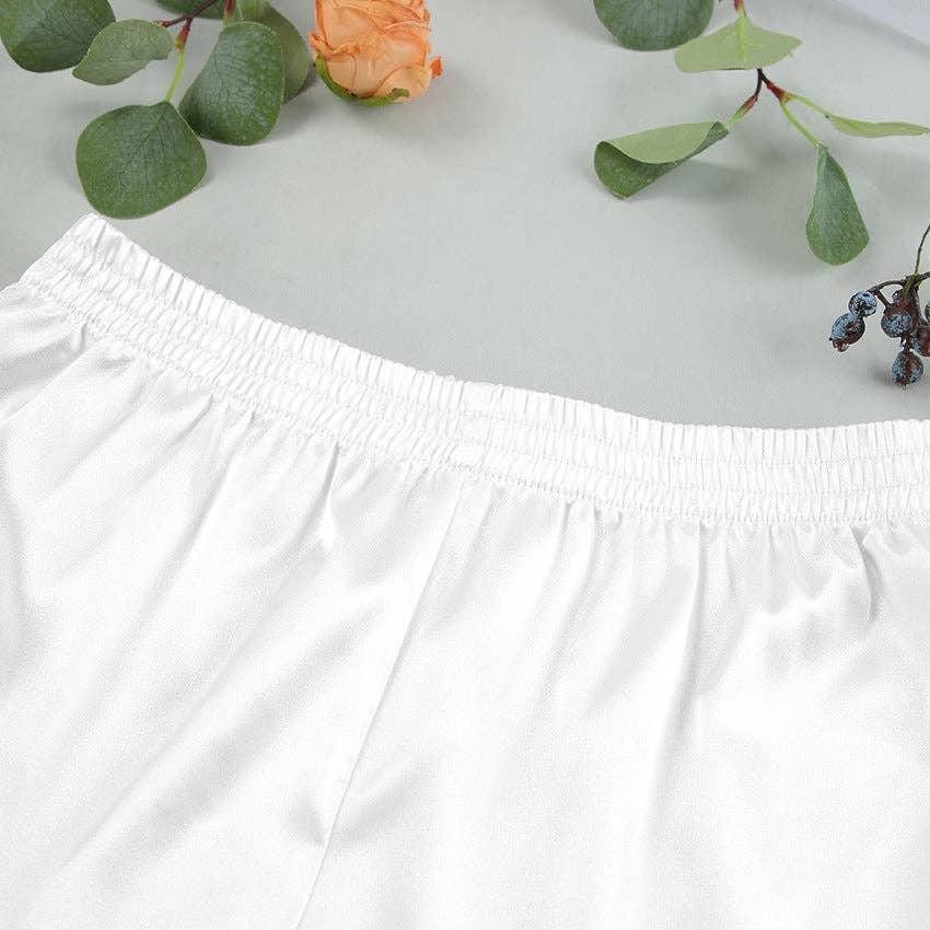 Ladies White Lace Top and Loose Short Paja Set 2S525B - SWEETKAMA