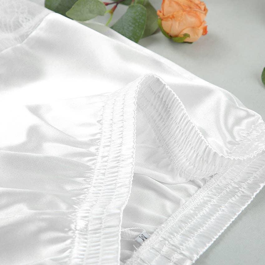 Ladies White Lace Top and Loose Short Paja Set 2S525B - SWEETKAMA