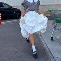 Ladies White Satin Bud Skirt Fluffy Puffy Skirt BSQ10087T - SWEETKAMA