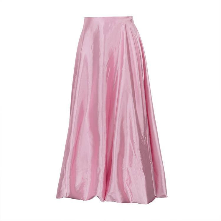 Ladies White Satin Bud Skirt Fluffy Puffy Skirt BSQ10087T - SWEETKAMA