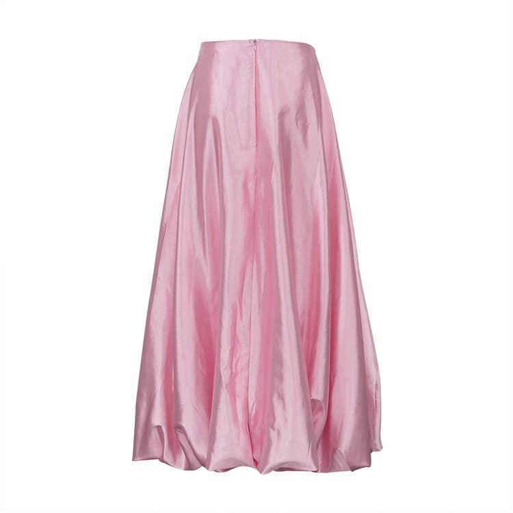 Ladies White Satin Bud Skirt Fluffy Puffy Skirt BSQ10087T - SWEETKAMA