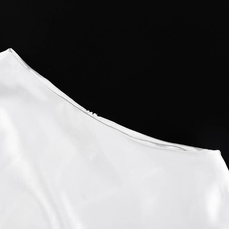 Ladies White Satin Bud Skirt Fluffy Puffy Skirt BSQ10087T - SWEETKAMA