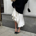 Ladies White Satin Bud Skirt Fluffy Puffy Skirt BSQ10087T - SWEETKAMA