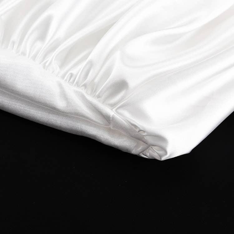 Ladies White Satin Bud Skirt Fluffy Puffy Skirt BSQ10087T - SWEETKAMA