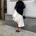 Ladies White Satin Bud Skirt Fluffy Puffy Skirt BSQ10087T - SWEETKAMA