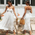 Ladies White Sleeveless Daily Midi Dress 1492 - SWEETKAMA