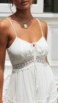 Ladies White Sleeveless Daily Midi Dress 1492 - SWEETKAMA