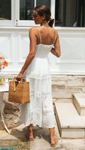 Ladies White Sleeveless Daily Midi Dress 1492 - SWEETKAMA