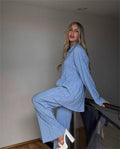 Ladies Wrinkle 3PCS Top & Pants Daily Set S157 - SWEETKAMA
