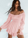 Ladies Wrinkle Boat Neck Daily Ruffled Jumpsuits GKAZ001 - SWEETKAMA