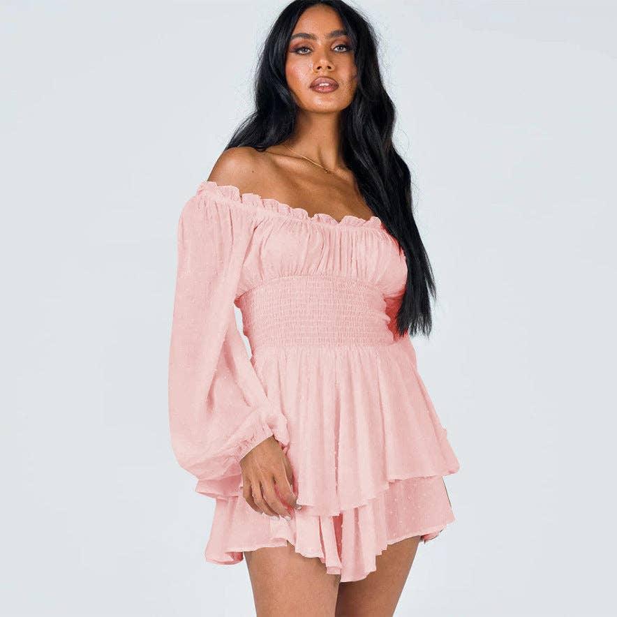 Ladies Wrinkle Boat Neck Daily Ruffled Jumpsuits GKAZ001 - SWEETKAMA