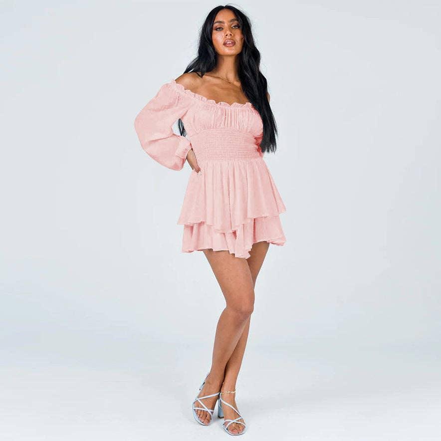 Ladies Wrinkle Boat Neck Daily Ruffled Jumpsuits GKAZ001 - SWEETKAMA