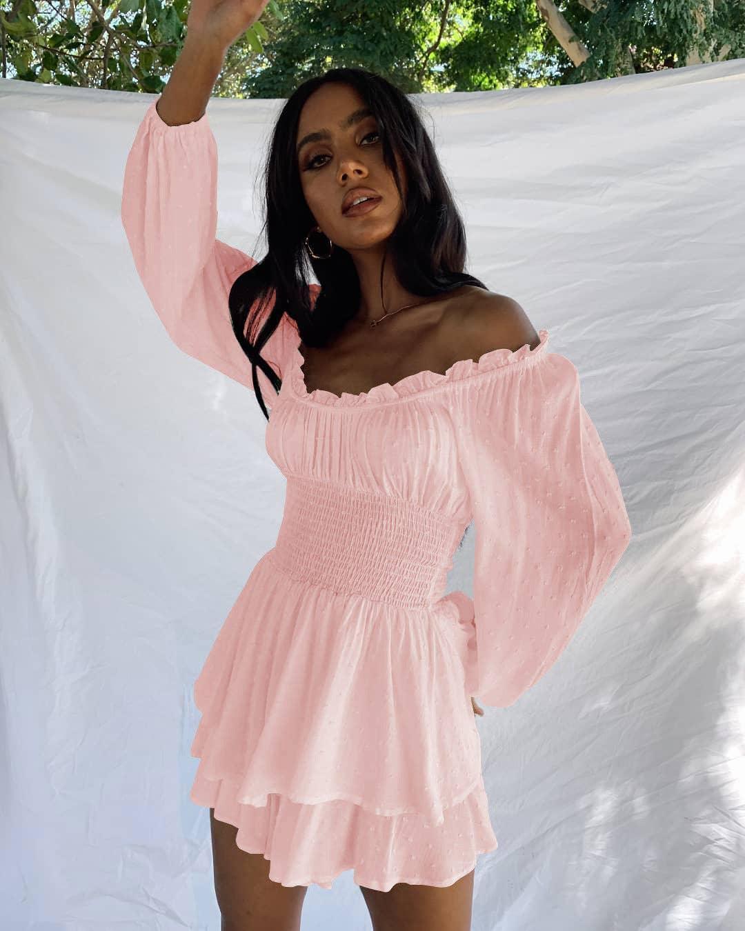 Ladies Wrinkle Boat Neck Daily Ruffled Jumpsuits GKAZ001 - SWEETKAMA