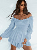 Ladies Wrinkle Boat Neck Daily Ruffled Jumpsuits GKAZ001 - SWEETKAMA
