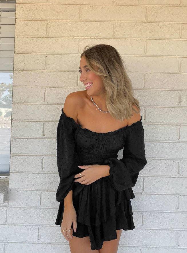 Ladies Wrinkle Boat Neck Daily Ruffled Jumpsuits GKAZ001 - SWEETKAMA