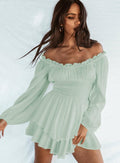 Ladies Wrinkle Boat Neck Daily Ruffled Jumpsuits GKAZ001 - SWEETKAMA