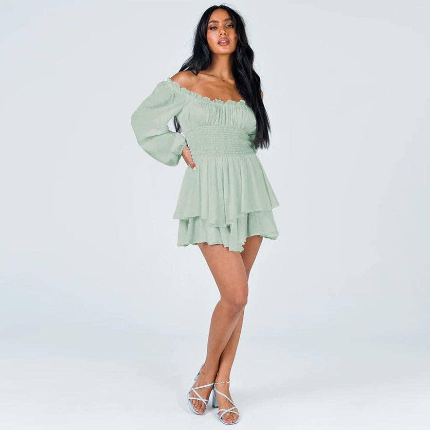 Ladies Wrinkle Boat Neck Daily Ruffled Jumpsuits GKAZ001 - SWEETKAMA
